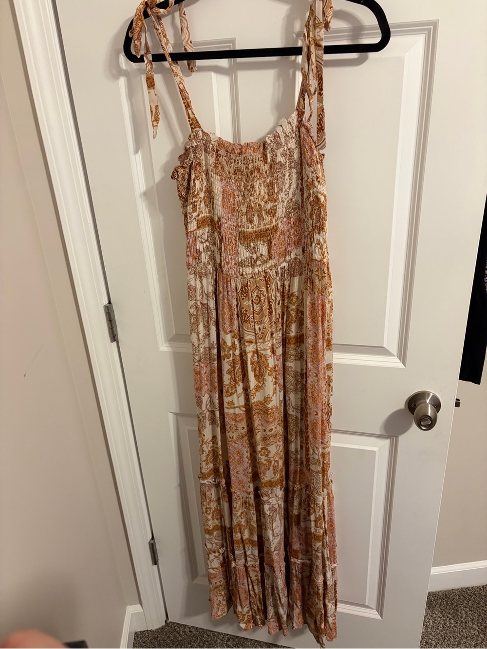 Vici Paisley Maxi Dress in Cream and Brown Western Cowboy